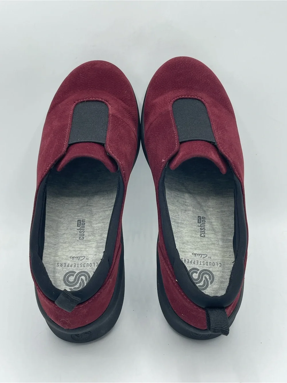 Clarks Cloudsteppers Sullivan Casual Slip-On Suede Sneakers in Burgundy